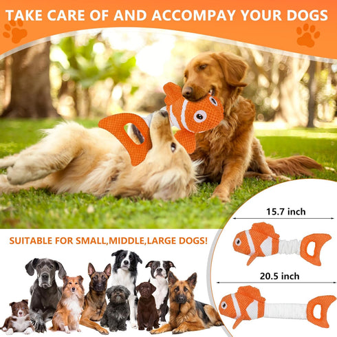 Squeaky Dog Toys, Durability Interactive Tug of War Puppy Toys for Indoor and Outdoor Play - Stuffed Pet Dog Toys with Soft Fabric Suitable for Sm...