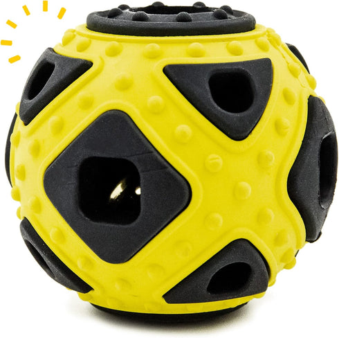 Dog Ball Toy, Jingle Bell Inside for Gift, Rubber Squeaky Toy, Interactive Smart Ball with Holes, Ideal for Puppies, Small, Medium and Blind Dogs,...