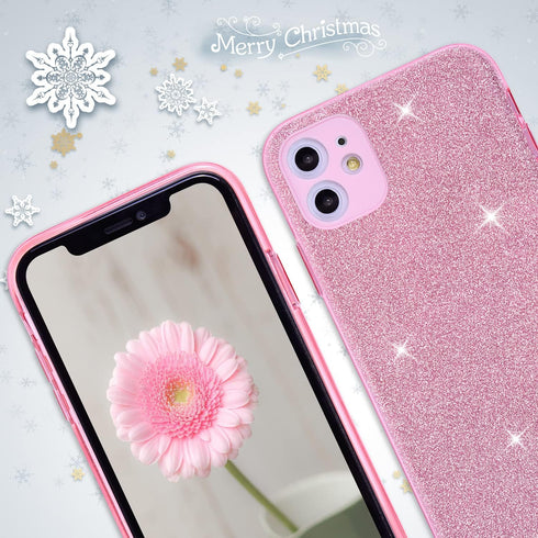 Wisdompro 2 Pack Case for iPhone 11, Cute Bling Sparkly Glitter Shiny Sparkle Shell, 3 Layer Hybrid Women Girls Protective Phone Case Slim Cover f...