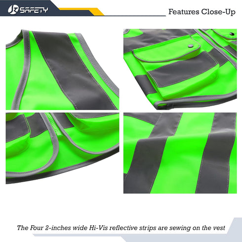JKSafety High Visibility Zipper Front Kids Safety Vest With Reflective Strips,Meets ANSI/ISEA Standards (KID-Medium Green) ¡...