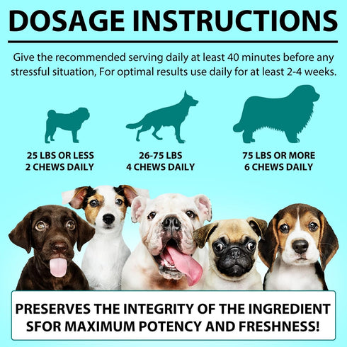 Calming Chews for Dogs,Quiet Moments Dog Calming Treats,Help Promote Relaxation,Dogs Anxiety Stress Relief-Barking,Separation,Thunder,Travel Issue...