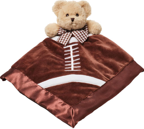 Bearington Collection Touchdown Snuggler Plush Football Lovey - 15-Inch Satin & Velour Security Blanket for Babies - Soft Plush Newborn Baby Footb...