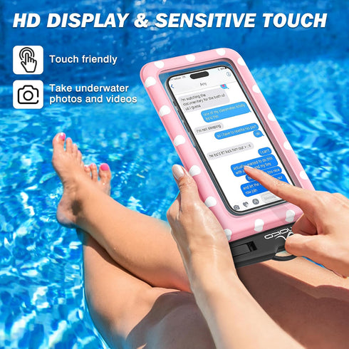 MoKo Large Waterproof Phone Pouch - 2 Pack Floating Water Protector Case Dry Bag with Detachable Lanyard, Compatible for iPhone 15 14 13 Pro Max, ...