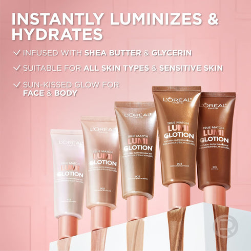 L'Oreal Paris Makeup True Match Lumi Glotion, Natural Glow Enhancer, Illuminator Highlighter Skin Tint, for an All Day Radiant Glow, Light, 1.35 O...
