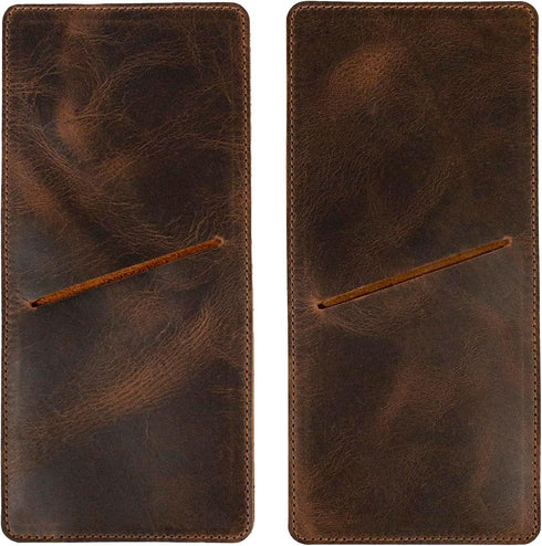 Set of 2 Rectangular Cutlery Sleeves, Utensils Place Setting, Silverware Holder, Flatware, Full Grain Leather, Handmade, Bourbon Brown...