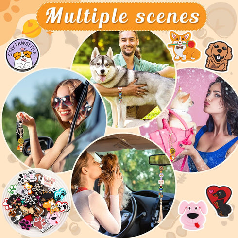 Realspring 40 Pcs Dog Silicone Focal Beads, Colorful Silicone Beads Loose Beads for Pen Keychain Making DIY Gift Necklace Bracelet Jewelry...