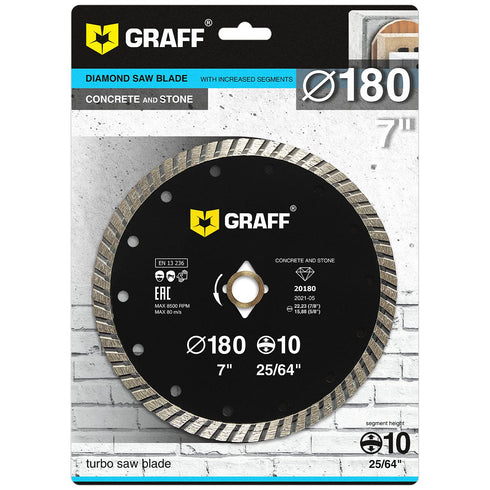 GRAFF 7 Inch Diamond Blade for Angle Grinder - Diamond Cutting Wheel for Cutting Stone, Marble, Granite, Brick, Masonry, Paving Flag, Concrete - T...