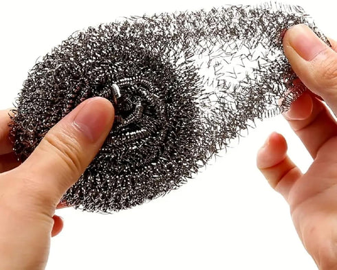 Stainless Steel Sponges (Set of 3 Scrubbies) Will not Scratch - Stainless Steel Sponges Easily Scrub Away Greasy, grimy Build-up and Baked-on Stai...