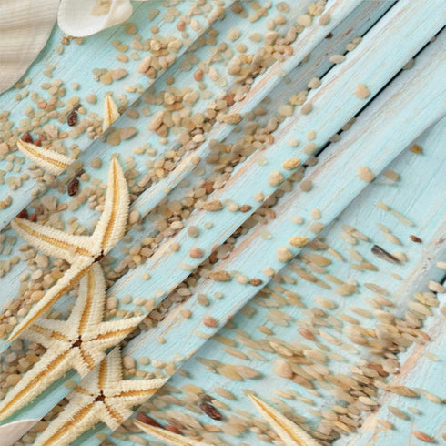 Beach Fitted Round Table Cloth Summer Wood Starfish Outdoor Table Cover with Elastic Edge (Fit for 40"-44" Tables) Waterproof Non Slip Coastal Rou...