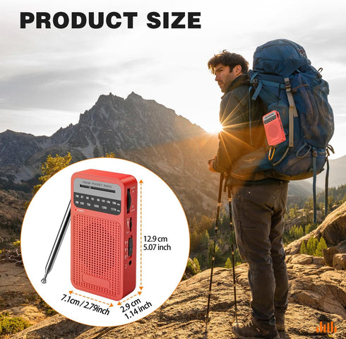 Portable Radio AM FM, Goodes Transistor Radio with Loud Speaker, Headphone Jack, 2AA Battery Operated Radio for Long Range Reception, Pocket Radio...