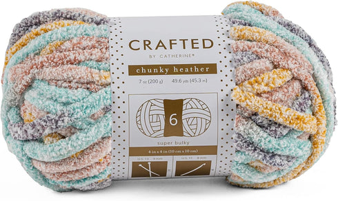 Crafted By Catherine Chunky Heather Multi Yarn - 2 Pack (49 Yards Each Skein), Rainbow Multi, Gauge 6 Super Bulky......