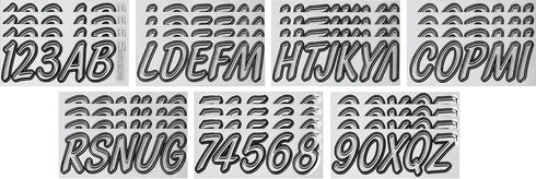 Hardline Products Series 400 Factory Matched 3-Inch Boat & PWC Registration Number Kit, Silver/Black - SIBKG400...