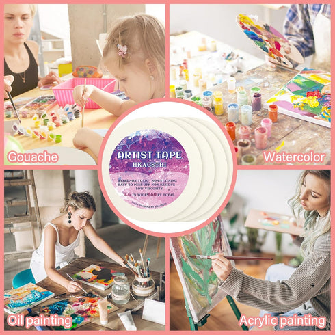Artist Tape Masking Tape White Drafting Tape White Artist Tape Watercolor Tape for Painting (0.6 inches)...
