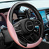 Soft Cute Light Pink Microfiber Leather Anti-Slip Steering Wheel Cover, Universal 15 Inch for Women Girls, Fit Vehicles, Sedans, SUVs, Vans, Truck...