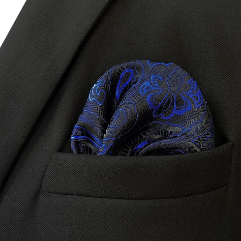 S&W SHLAX&WING Ties for Men Blue Navy Paisley Matching Pocket Square Only...