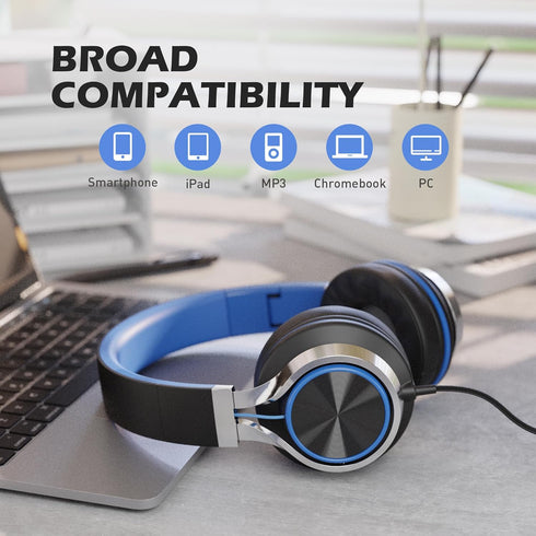 AILIHEN C8 Headphones Wired, On-Ear Headphones with Microphone and Volume Control Foldable Corded Stereo 3.5mm Headset for Smartphones Chromebook ...