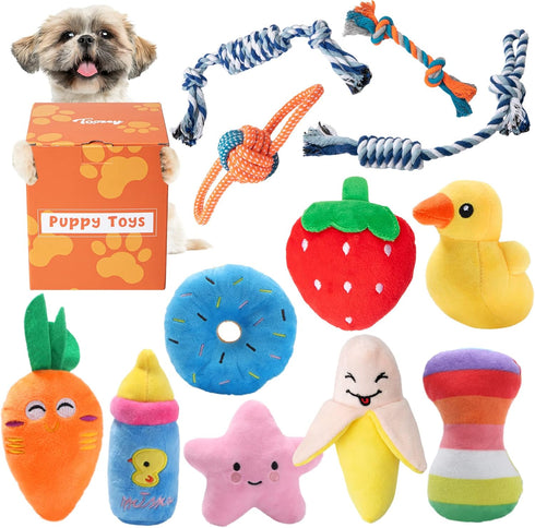 Toozey Puppy Toys, 12 Pack Puppy Toys for Teething Small Dogs, Cute Dog Toys Small Dogs, Stuffed Plush Squeaky Small Dog Toys, Non-Toxic and Safe ...
