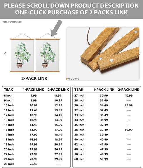 Magnetic Poster Hanger Frame for 24x36 24x30 24x32 Movie Music Posters Wall Art,Teak Wood Picture Frames for Large Canvas Diamond Map Decor, Livin...