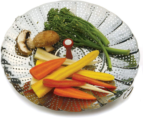 Norpro Large Vegetable Steamer with Detachable Silicone Post, Red, One Size, As Shown...