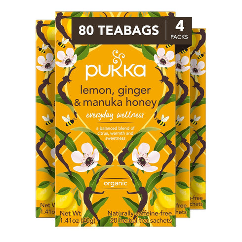 Pukka Herbs Organic Lemon, Ginger & Manuka Honey Herbal Tea, Immune Boosting Organic Tea Infusion Selection, With Turmeric, Ideal For Daily Suppor...
