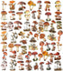 60PCS Mushroom Laptop Stickers Decals, Doraking DIY Mushroom Plants Decoration Stickers Decals for Windows, Refrigerator, Decoration (Mushroom Col...