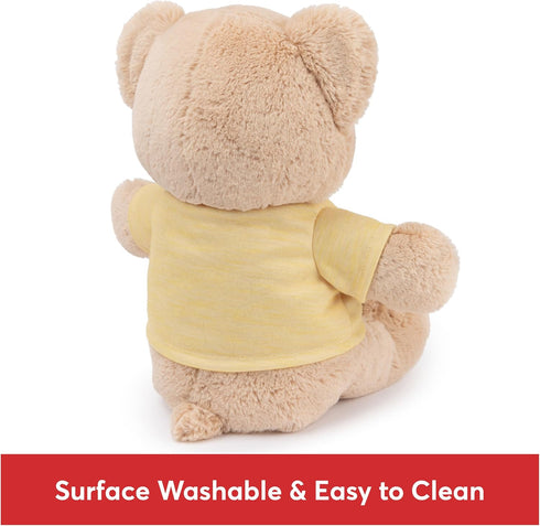 GUND “Good Vibes” Sustainable Message Bear with Yellow T-Shirt, Teddy Bear Made from 100% Recycled Materials for Ages 1 and Up, Tan, 12”...