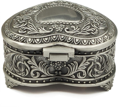 Emboss Alloy Metal Music Box Wind Up and Golden Movement Music Box for Christmas/Birthday/Valentine's Day/Mother's Day (HeartShaped,Songs:Romeo an...