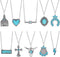 FUNRUN JEWELRY 10Pcs Western Necklaces for Women Turquoise Necklace Cow Tag Lightning Bolt Horseshoe Bar Turquoise Pendant Necklace Cowgirl Boho W...