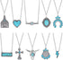 FUNRUN JEWELRY 10Pcs Western Necklaces for Women Turquoise Necklace Cow Tag Lightning Bolt Horseshoe Bar Turquoise Pendant Necklace Cowgirl Boho W...
