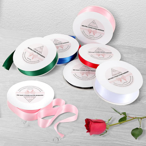3/8" Pink Double Faced Satin Ribbons 50 Yards HD Polyester Stain Ribbon,for Wedding Gift Wrapping, Florist,Flowers,Arts and Crafts,Balloons,Holida...