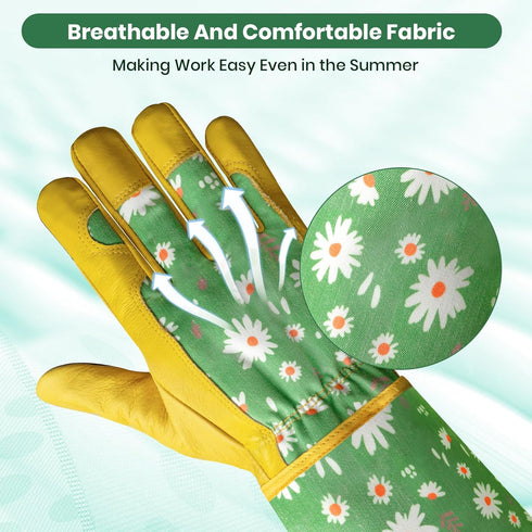 Velway Long Gardening Gloves for Women - Thorn Proof & Rose Pruning Forearm Protection Garden Gloves - Breathable Leather Long Garden Gloves Gifts...