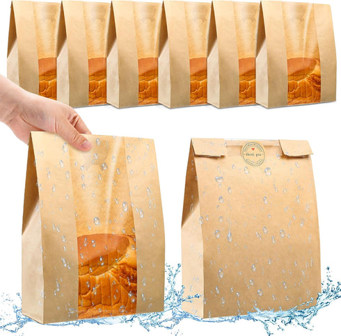 Bread Bags for Homemade Bread, Sourdough Paper Bread Bags With Window, 50% Thicker 13.7x8.2x3.7in A Large Bakery Bags Used for Storage Bread Cooki...