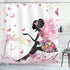 Ambesonne Girls Shower Curtain, Pink Butterfly Girl with Floral Dress Flower Fairy Angel Wings Folklore Kids Print, Fabric Bathroom Decor Set with...