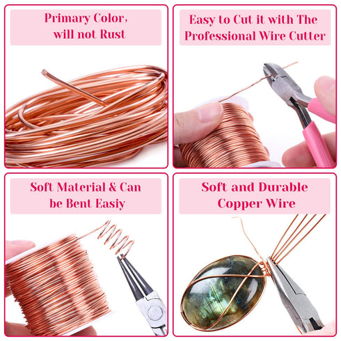 anezus 18 Gauge Jewelry Wire for Jewelry Making, Craft Wire Tarnish Resistant Copper Beading Wire for Jewelry Making Supplies and Crafting (18 Gau...