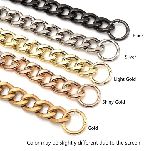 Xiazw DIY Heavy Chunky Aluminum Metal Purse Handle Bag Chains Charms Straps Replacement Handbag Accessories Decoration (Gold)...