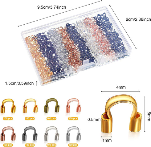 Brass Wire Guardian U-Shape Cable Protector Wire Guard Loops for Earring Bracelet Necklace Pendant DIY Jewelry Making Supplies (Elegant Colors,800...