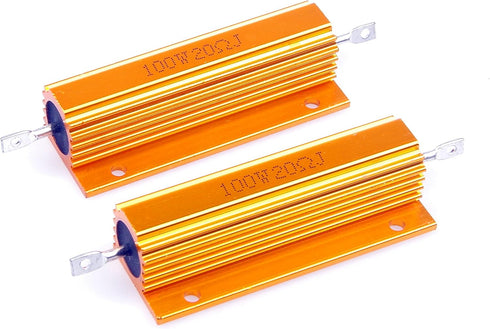 100 Watt 20 Ohm 5% Wirewound Resistor Electronic Aluminium Shell Resistors Gold (Pack of 2)...