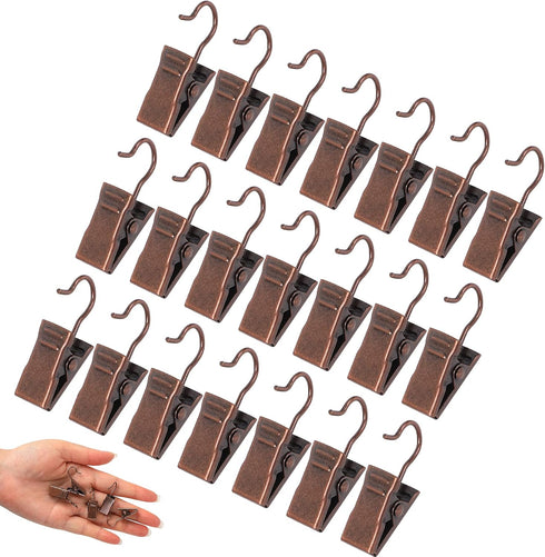 JANYUN 30 Pack Mini Heavy-Duty Hook Clip Set Curtain Clips for Photos Home Decoration Art Craft Display (Copper)...