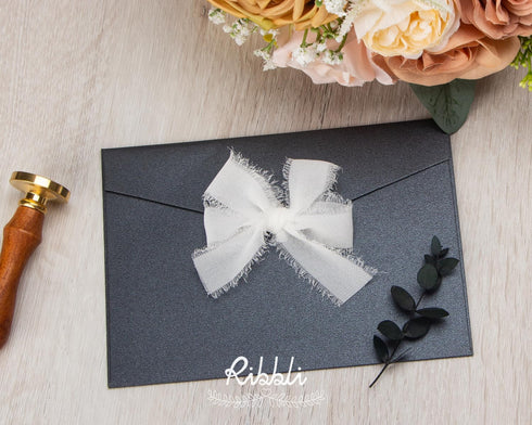 Ribbli White Chiffon Ribbon 1 Inch x 20 Yard Handmade Fringe Chiffon Silk Ribbon White Ribbon for Gifts Wrapping, Wedding Invitations, Bridal Bouq...