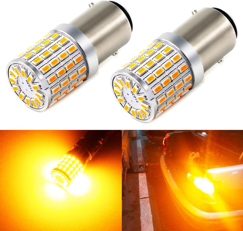 PHINLION 2057 1157 Orange Yellow LED Bulbs Super Bright 3014 72-SMD 1034 2357 7528 LED Bulb for Turn Signal Blinker Parking Side Marker Lights, Am...