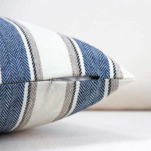 JOJUSIS Stripe Throw Pillow Covers Farmhouse Pillowcases Pack of 2 20 x 20 Inch Blue...