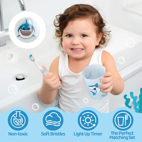 Lily's Home Kids Flashing Timer Toothbrush Kids with Soft Bristles, Rising Cup & Cover - Fun 2-Min Light-Up Brushing for Children - Toddler Toothb...
