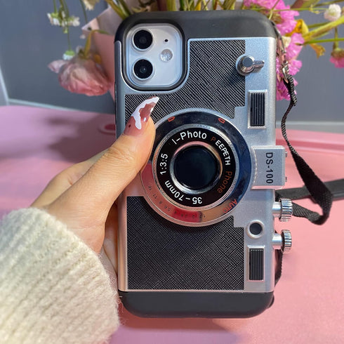 New Emily in Paris Phone Case, Vintage Camera Design for iPhone 11/12/13 Pro Max, with Long Anti-Lost Lanyard...