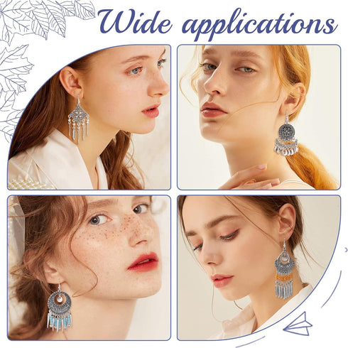 SUNNYCLUE 1 Box DIY 10 Pairs Chandelier Charms Earring Making Kit Boho Charms for Jewelry Making Feather Charms Cone Charms Flat Round Charms Head...