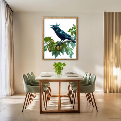 Posterizer 1 pcs-detailed natural history illustration of a raven-Corvus corax 4-Art for Animal Lovers-Gift for Men Women Teens-Chic Home Decor- u...