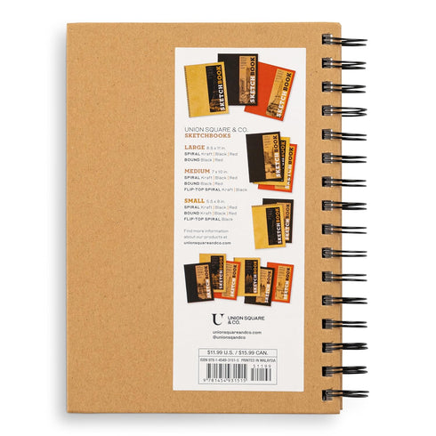 Sketchbook 5.5 x 8" Kraft Spiral Hardcover Mixed Media Sketchbook for Drawing, Acid-Free Quality Paper (128 pages) - Union Square & Co. Sketchbook...