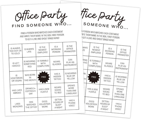 Office Party Game - Office Find Someone Who Game (30-Cards), Team Building Game, Work Party Game, Icebreaker Game, Fun Work Party Activities (FW02...