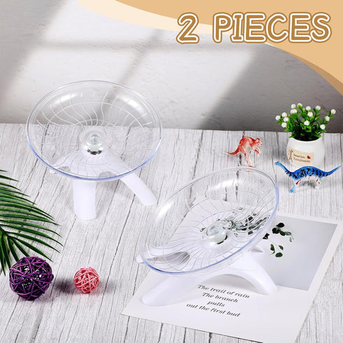 2 Pieces Hamster Wheel Hamster Flying Saucer Fitness Hamster Toys Silent Exercise Wheel Running Wheel for Hamsters Gerbils Mice Hedgehog Guinea Pi...