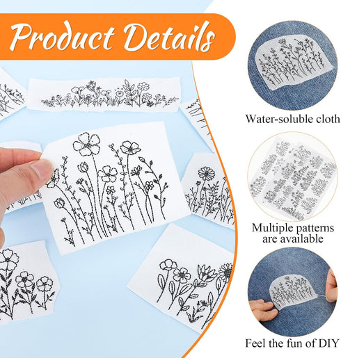 26 Piece Stick and Stitch Embroidery Paper Water Soluble Embroidery Patterns Sewing Stabilizers Adhesive Embroidery Transfer Paper for Embroidery ...