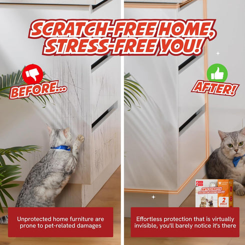 Panther Armor Anti Scratch Furniture Protector, 2X Rolls, Furniture Scratch Guards for Cats, Furniture Protectors from Cats Scratching, 4in x 20ft...
